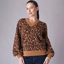 Diane Gilman V Neck Jacquard Pullover