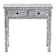 Diata Coastal Console Table with Capiz Shell Design