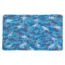 Dinosaur Blue Camo Personalized Fuzzy Throw Blanket