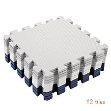 Easy Playhouse 12 Soft Foam Blue,Grey,White Floor Puzzle Tiles