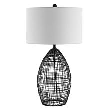 Edren 30" Black Aluminum Rattan Table Lamp