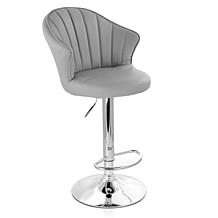Elama 2-Piece Shell Back Faux Leather Adjustable Bar Stool with Base