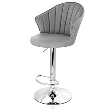 Elama 2-Piece Shell Back Faux Leather Adjustable Bar Stool with Base