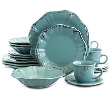 Elama Fleur De Lys 20-piece  Dinnerware Set - Turquoise