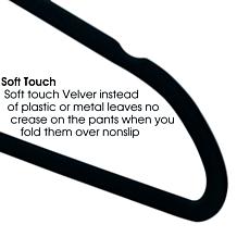 Elama Home Flocked Velvet Clothes Hangers w/ Swivel Hooks 50Pk, Black