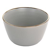 Elama Paul 16pc Stoneware Dinnerware Set in Matte Slate with Gold Rim
