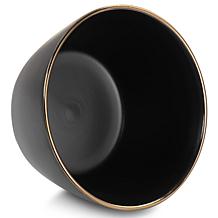 Elama Paul 6-Piece Stoneware Bowl Set in Matte Black with Gold Rim