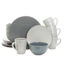 Bistro Black Rim Porcelain 16 Piece Dinnerware Set, Service For 4