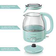 Elite Gourmet 1.2L Adjustable Temp Electric Honeypot Glass Kettle Mint