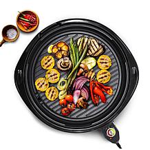 Elite Gourmet 14" Round Indoor Grill with Glass Lid