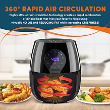Elite Gourmet 5.3-Qt Digital Air Fryer with 7 Menu Functions - Black