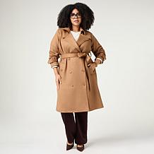 Elle Get the Look Faux Suede Trench Coat