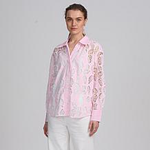 Elle Live Get the Look Striped Lace Shirt