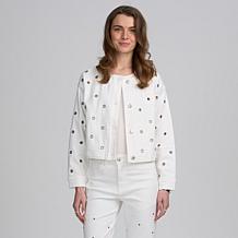 Elle Live Get the Look Washed Denim Grommet Jacket