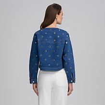 Elle Live Get the Look Washed Denim Grommet Jacket