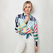 Elle Live Multi-Stripe Long-Sleeve Shirt