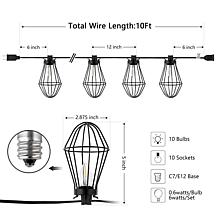 Ellina 10-Light Black Outdoor String Lighting, 120"