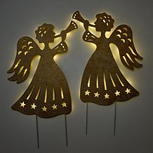 Emryn House S/2 Illuminated 30" Angel Yard Stakes