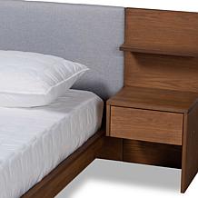 Fabric Upholstered Queen Size Platform Storage Bed with Nightstands