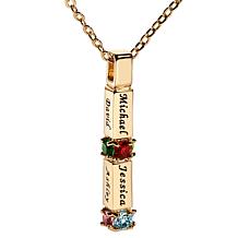 Family Bar Name and Birthstone Crystal Pendant 