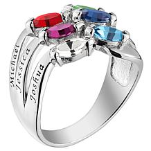Family Name and Crystal Birthstone Ring