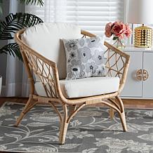 Feya Natural Frame Armchair with Plush Cushions