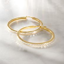 Fiorenza 1.5-inch Diamond-Cut Hoop Earrings