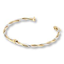 Fiorenza Gold-Plated Polished Twist Oval Bangle Bracelet