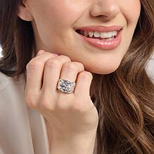 Fiorenza Jewelry Sterling Silver Graduated Diamond-Cut Ring