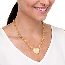 Fiorenza Jewelry Sterling Silver Reversible Fleur-de-lis Coin Necklace