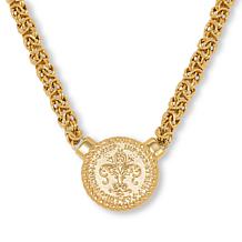 Fiorenza Sterling Silver Byzantine Chain Fleur-de-lis Drop Necklace