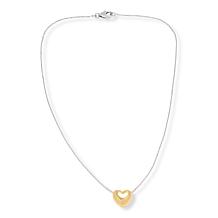 Fiorenza Sterling Silver Puffy Heart Drop Necklace