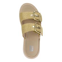 FitFlop® F-Mode Buckle Shimmerlux Flatform Slides