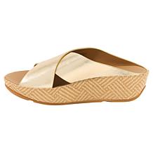 FitFlop Lulu Lux Graphic-Weave Leather Cross Slides