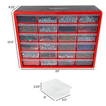 Fleming Supply 24-Drawer Storage Cabinet - Black and Red