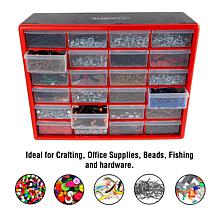 Fleming Supply 24-Drawer Storage Cabinet - Black and Red