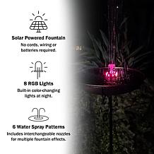 Flipo Set of 2 Solar Water Fountains with Red, Green, Blue Lights 