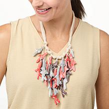 Floreia Pacquit 22-3/4" Abstract Fringe Adjustable Bib Necklace