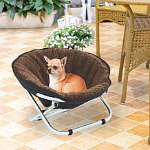 Folding Pet Chair with Fuzzy Brown Cushion