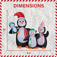 Fraser Hill Farm 10' Penguin Family Inflatable w Lights & Storage Bag