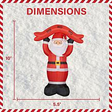 Fraser Hill Farm 10' Santa w HO HO HO Sign Inflatable w Lights & Bag