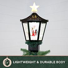 Fraser Hill Farm 16.5-in. Snowy Lantern Tree Topper with Santa Clau...