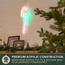 Fraser Hill Farm 23.2-in. Neon LED Candy Cane with Multicolor Light...