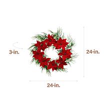 Fraser Hill Farm 24-in. Real Feel Foam Poinsettia Wreath