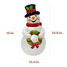 Fraser Hill Farm 24.8-in. Snowman holding Wreath Blow Mold with LED...