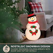 Fraser Hill Farm 24.8-in. Snowman holding Wreath Blow Mold with LED...