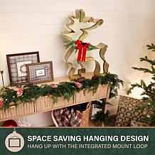 Fraser Hill Farm 26-in. Gold Metal Reindeer with Bow & LED Lights &...
