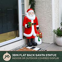 Fraser Hill Farm 3-Ft. Flat Back Santa Claus with Gifts, White LED ...