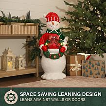 Fraser Hill Farm 3-Ft. Flat Back Snowman with Wreath & White LED Li...