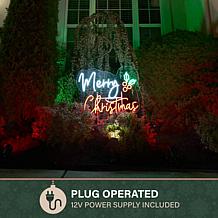Fraser Hill Farm 3-ft. Neon White & Red Merry Christmas Sign with L...